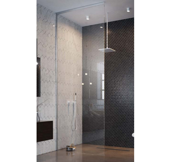 Radaway Walk in dušo pertvara Modo XL 30-100 cm pločio chromuoti profiliai, skaidrus stiklas