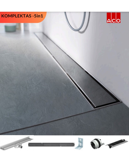 ACO Showerdrain C+ dušo latako komplektas 5in1 (įklijuojamai plytelei,montuojamas prie sienos), 785mm