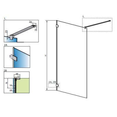 Radaway Essenza pro 8 Gold Walk-in dušo pertvara 6 mm stiklas