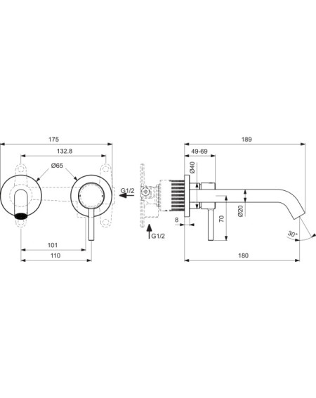 Ideal Standard CERALINE Nuovo potinkinis praustuvo maišytuvas, 180
