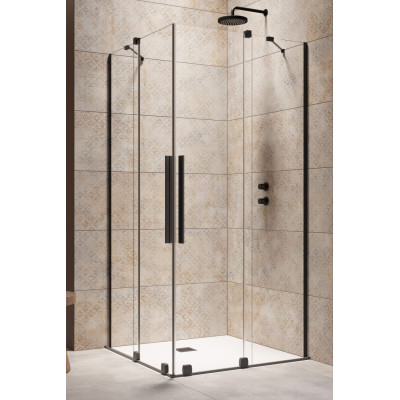 Radaway Furo KDD 90x90x200cm kampinė dušo kabina, juodi profiliai, skaidrus stiklas