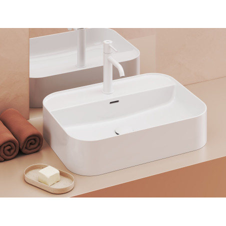 Ravak keraminis praustuvas Ceramic Slim R Shelf, su anga perpildymui