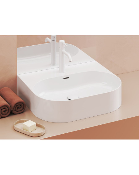 Ravak keraminis praustuvas Ceramic Slim O Wall, su anga perpildymui, baltos blizgios spalvos