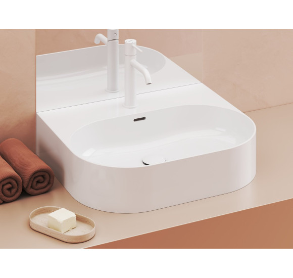 Ravak keraminis praustuvas Ceramic Slim O Wall, su anga perpildymui, baltos blizgios spalvos