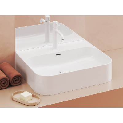 Ravak keraminis praustuvas Ceramic Slim R Wall, su anga perpildymui, baltos blizgios spalvos