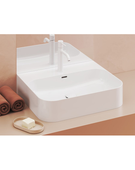 Ravak keraminis praustuvas Ceramic Slim R Wall, su anga perpildymui, baltos blizgios spalvos