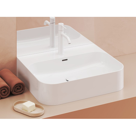 Ravak keraminis praustuvas Ceramic Slim R Wall, su anga perpildymui, baltos blizgios spalvos