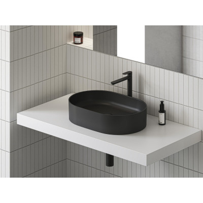 Ravak keraminis praustuvas Ceramic Slim O, be angos perpildymui, antracito matinės spalvos