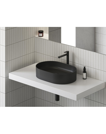 Ravak keraminis praustuvas Ceramic Slim O, be angos perpildymui, antracito matinės spalvos