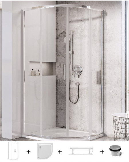 Ravak dušo komplektas 5in1 Blix Slim BLSCP4, 80x80, chromo spalvos profiliai