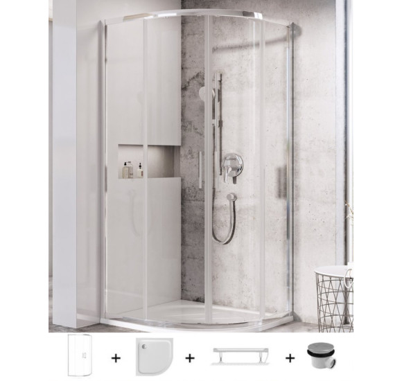 Ravak dušo komplektas 5in1 Blix Slim BLSCP4, 80x80, chromo spalvos profiliai