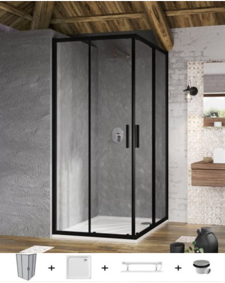 Ravak dušo komplektas 5in1 Blix Slim BLSRV2, 90x90 (pasirenkama profilių spalva)