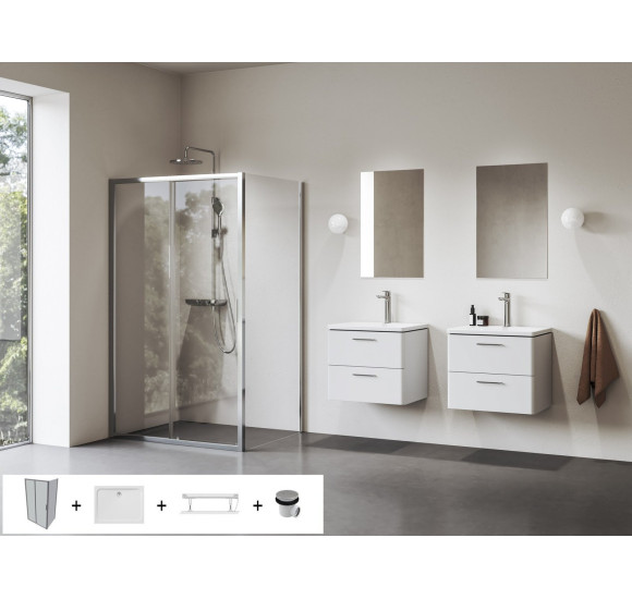 Ravak Blix II NBLDP2+NBLPS dušo komplektas, 80x100, chromo spalvos profiliai