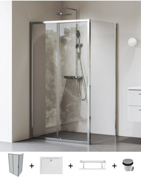 Ravak Blix II NBLDP2+NBLPS dušo komplektas, 90x120, chromo spalvos profiliai