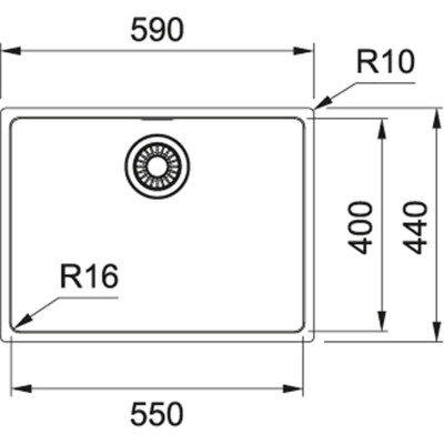 Franke MRX 110-55 nerūdijančio plieno plautuvė, užkemšamas ventilis