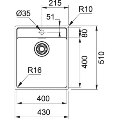 Franke MRX 210-40 TL nerūdijančio plieno plautuvė, užkemšamas vent.