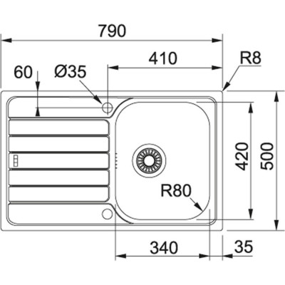 Franke SKX 611-79 nerūdijančio plieno plautuvė (ekscentrinis ventilis)