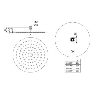 Ideal Standard Luxe M1 stacionari dušo galva, 30cm skersmuo