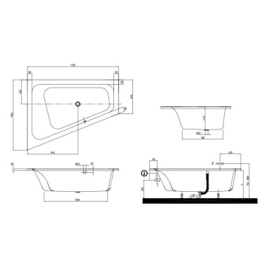 Villeroy&Boch Loop and Friends vonia 1750x1350, kairinis variantas