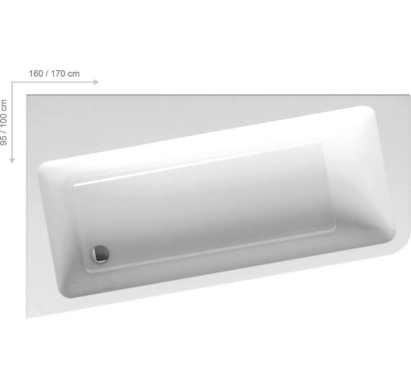 Ravak 10° 160x95, asimetrinė vonia, akrilas (pasirinkite pusę)