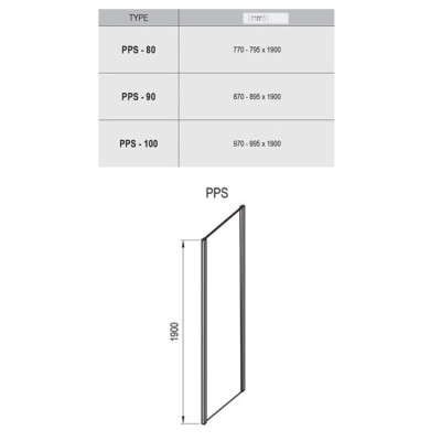 Komplektuojamoji dušo kabinos sienelė Ravak PPS-80,90,100cm