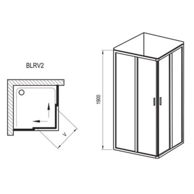 Keturkampė dušo kabina Ravak BLRV2 - 80x80