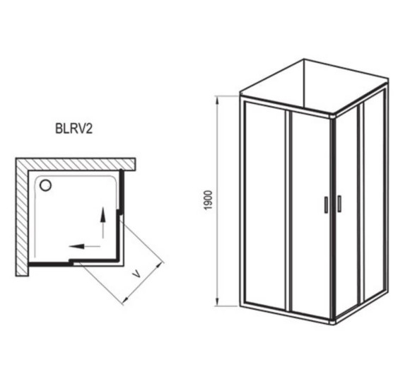 Keturkampė dušo kabina Ravak BLRV2 - 80x80