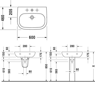 Praustuvas Duravit D-CODE 600x460