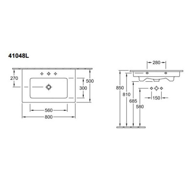 Villeroy & Boch Venticello pakabinamas praustuvas 80x50cm
