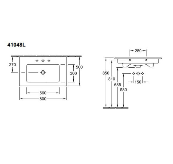 Villeroy & Boch Venticello pakabinamas praustuvas 80x50cm