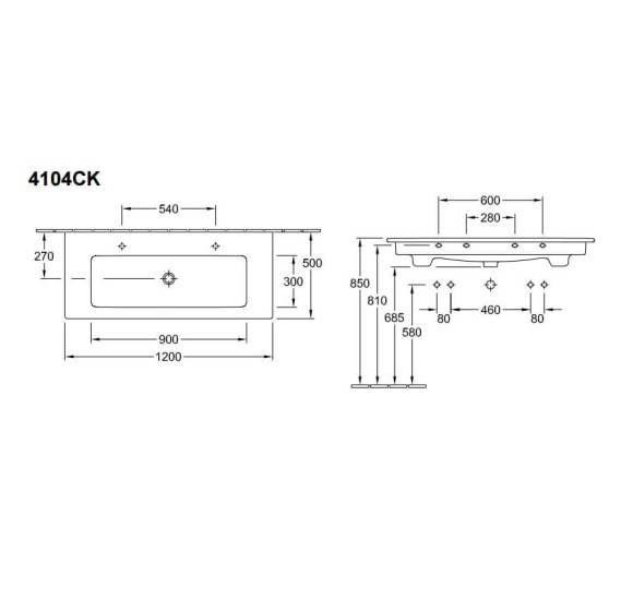 Villeroy & Boch Venticello pakabinamas praustuvas 1200x500