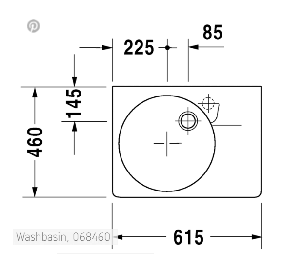 Duravit Scola pakabinamas praustuvas 615x460 (maišytuvas dešinėje)