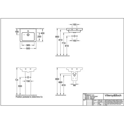 Villeroy & Boch Subway 2.0 praustuvas, 500x400