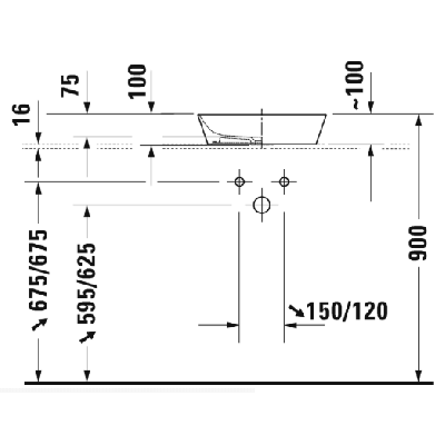 Duravit Cape Cod pastatomas praustuvas 430x430mm
