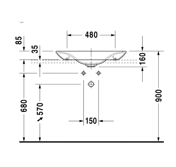 Duravit PuraVida praustuvas 700x465mm