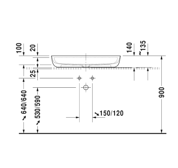 Duravit Luv Pastatomas praustuvas 800x400 su anga maišytuvui (vidus baltas, išorė balta blizgi)