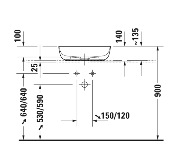 Duravit Luv Pastatomas praustuvas 500x350 (vidus baltas, išorė balta blizgi)