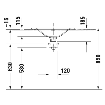 Duravit Viu įleidžiamas praustuvas 600x450