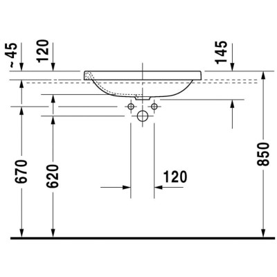 Įleidžiamas praustuvas Duravit Durastyle, 600x430mm