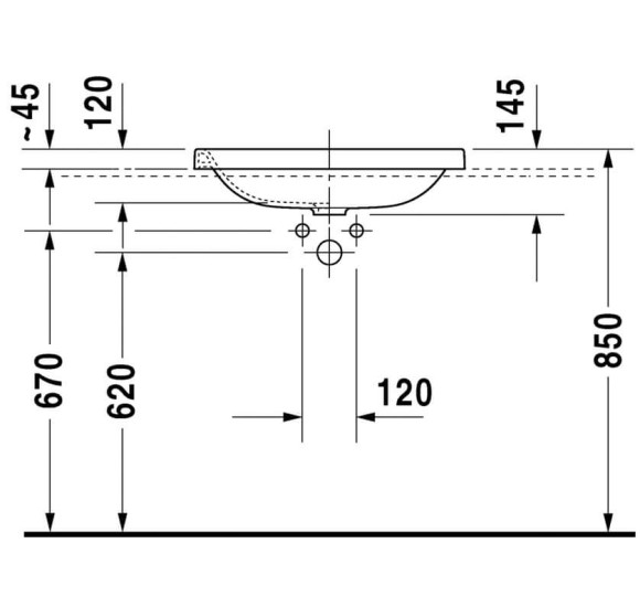 Įleidžiamas praustuvas Duravit Durastyle, 600x430mm