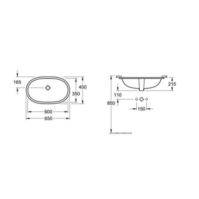 Villeroy & Boch O.Novo po stalviršiu montuojamas praustuvas 600x350mm
