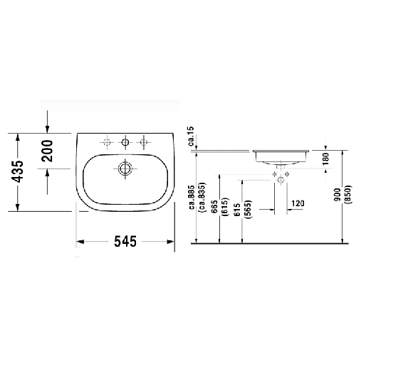 Duravit praustuvas D-Code, 545x435