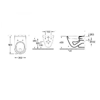 Villeroy&Boch O.Novo pakabinamas klozetas 360x560mm (be dangčio)