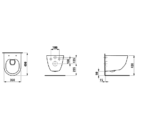 Laufen Pro New pakabinamas unitazas Rimless compact, be dangčio