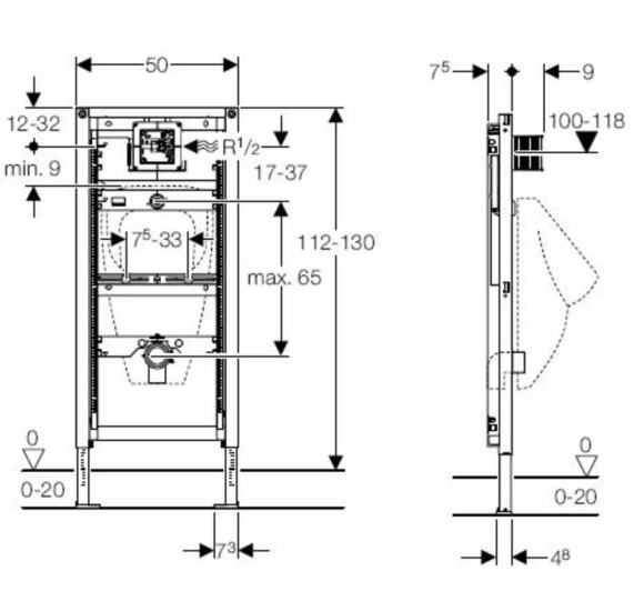 Geberit Duofix pisuaro potinkinis rėmas 112x50 cm