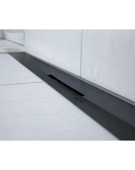 IŠPARDAVIMAS. Showerdrain S+ dušo latako korpusas 1000 mm su Plate juodomis grotelėmis