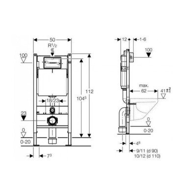 Geberit DUOFIX SIGMA potinkinis WC rėmas 111.300.00.6 (h-1.12 m)