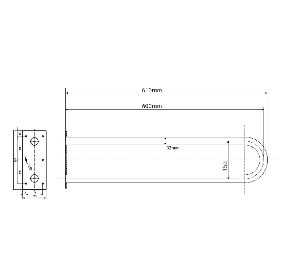 Bemeta Help Pagalbinė rankena U formos 600 mm nerūdijančio plieno