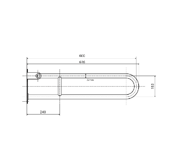 Bemeta Help Pagalbinė rankena U formos 600 mm baltos spalvos (atlenkiama)