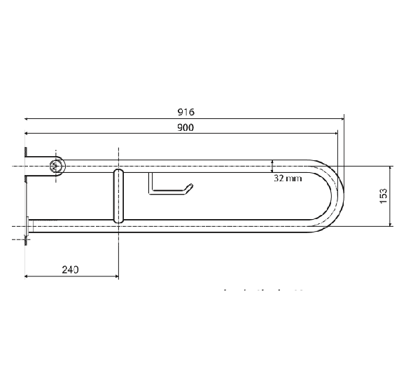 Bemeta Help Pagalbinė rankena U formos 916 mm nerūdijančio plieno (atlenkiama)